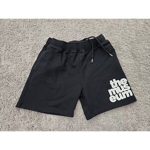 The Museum DC Sweat Shorts Mens M Black Puff Print Logo Pull On Drawstring